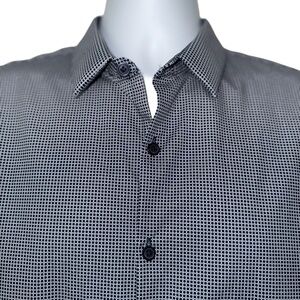 Topman Men’s Slim Fit Button-Up Shirt | Dark Navy Micro-Dot | Size Large